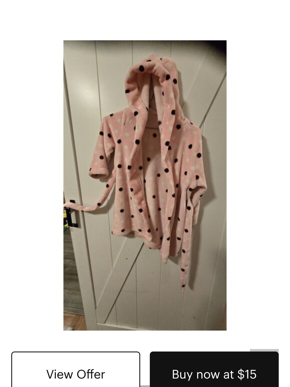 Unbranded Toddler Pink Polka Dot Bath Robe Girls SIZE S 7/8
